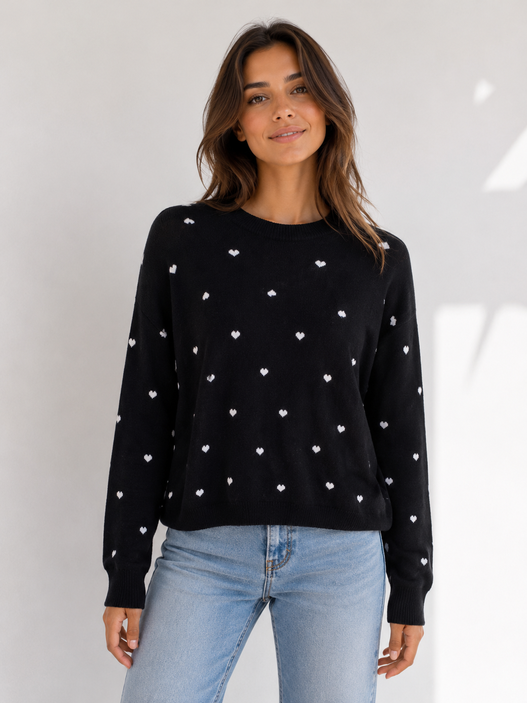 Heart Pattern Knit Sweater
