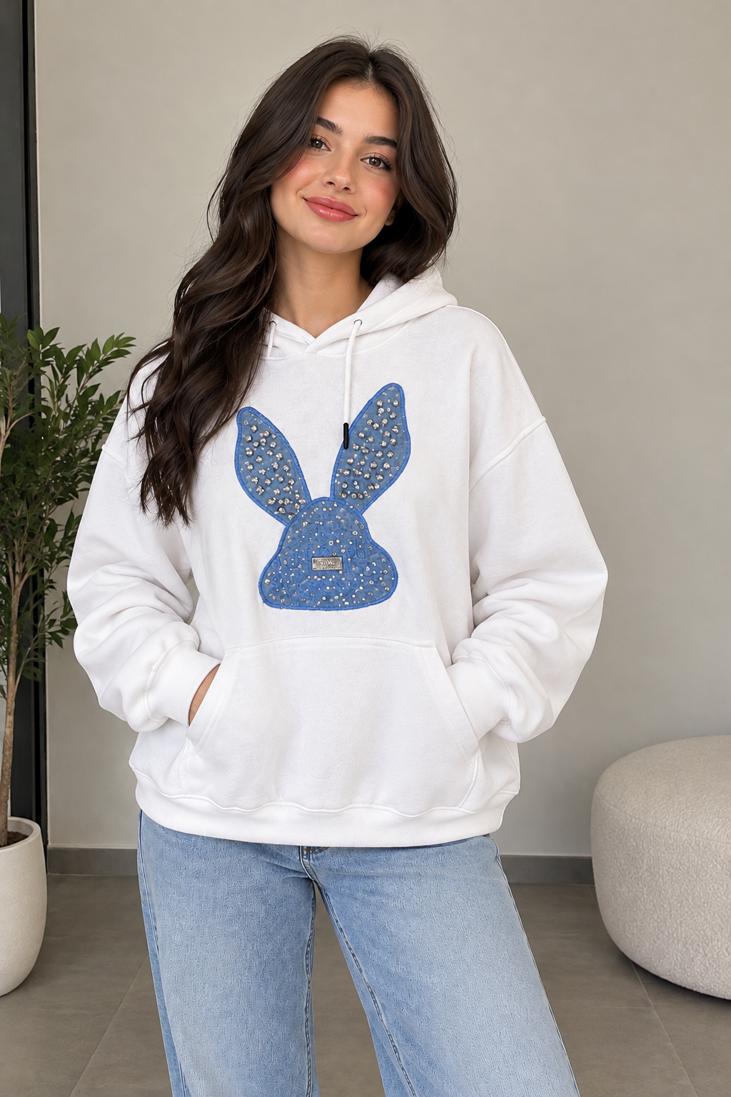 Rhinestone Bunny Hoodie
