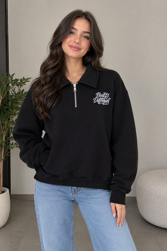 Half-Zip Collared Sweatshirt