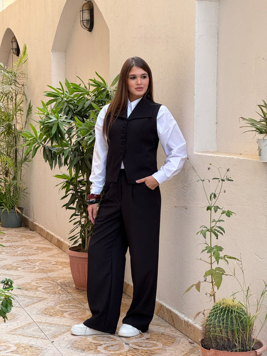 Women's Tailored Vest and Wide-Leg Trousers Set
