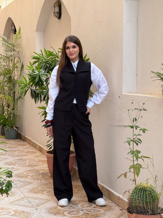 Women's Tailored Vest and Wide-Leg Trousers Set