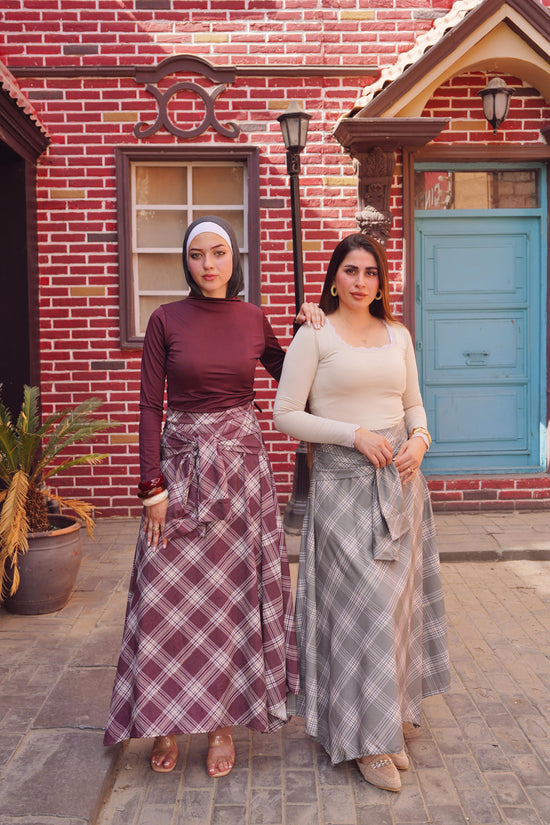 Elegant Plaid Maxi Skirt