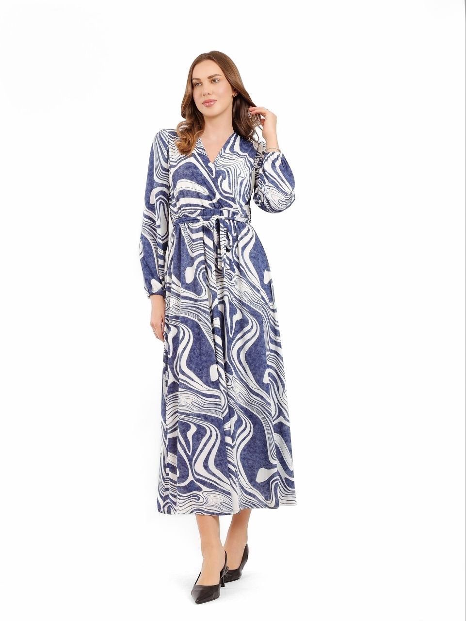 Printed Wrap Midi Dress