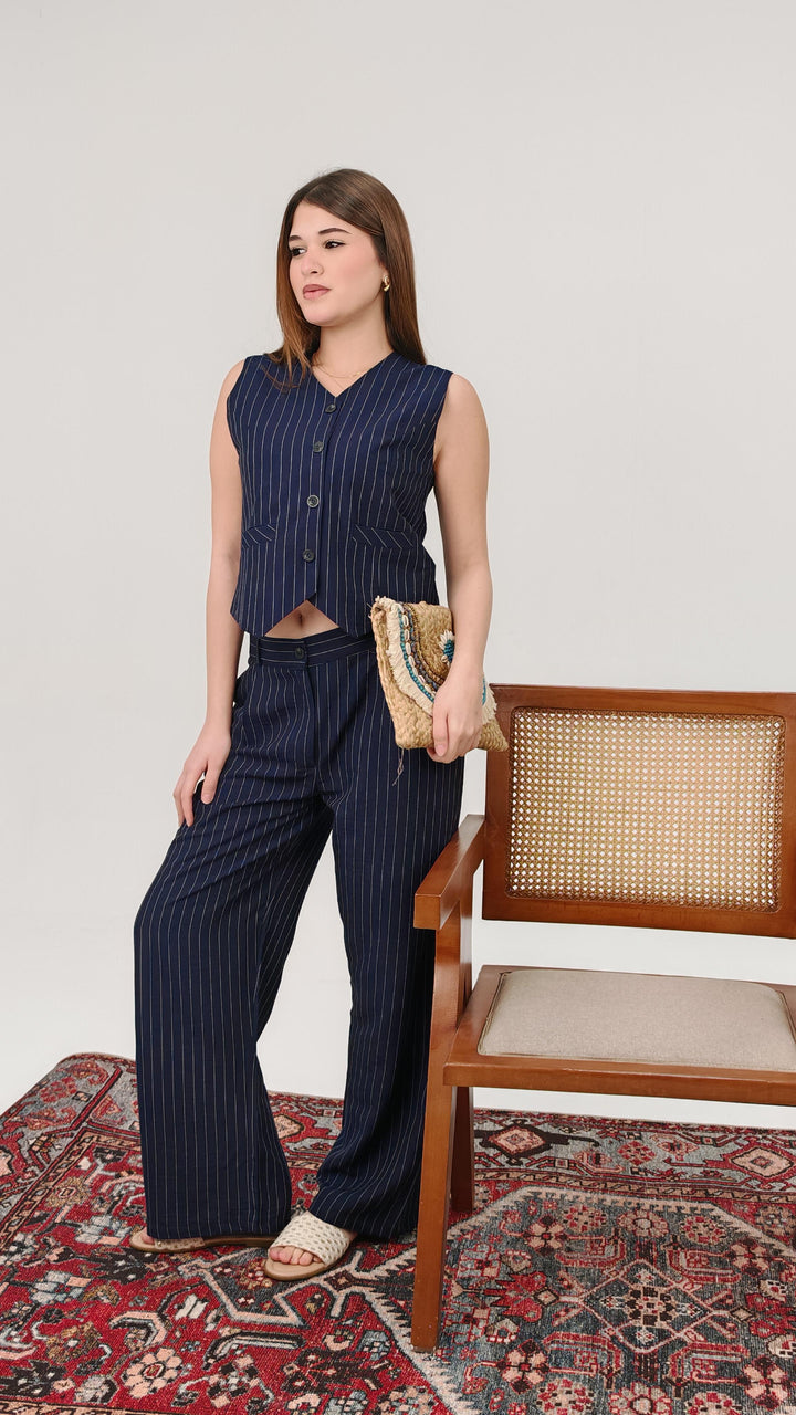 Striped Tailored Vest & Pants Set