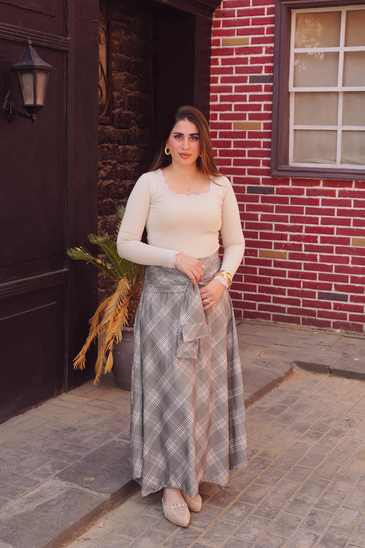 Elegant Plaid Maxi Skirt