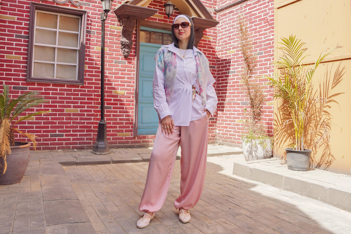 Satin Harem Wide-Leg Pants