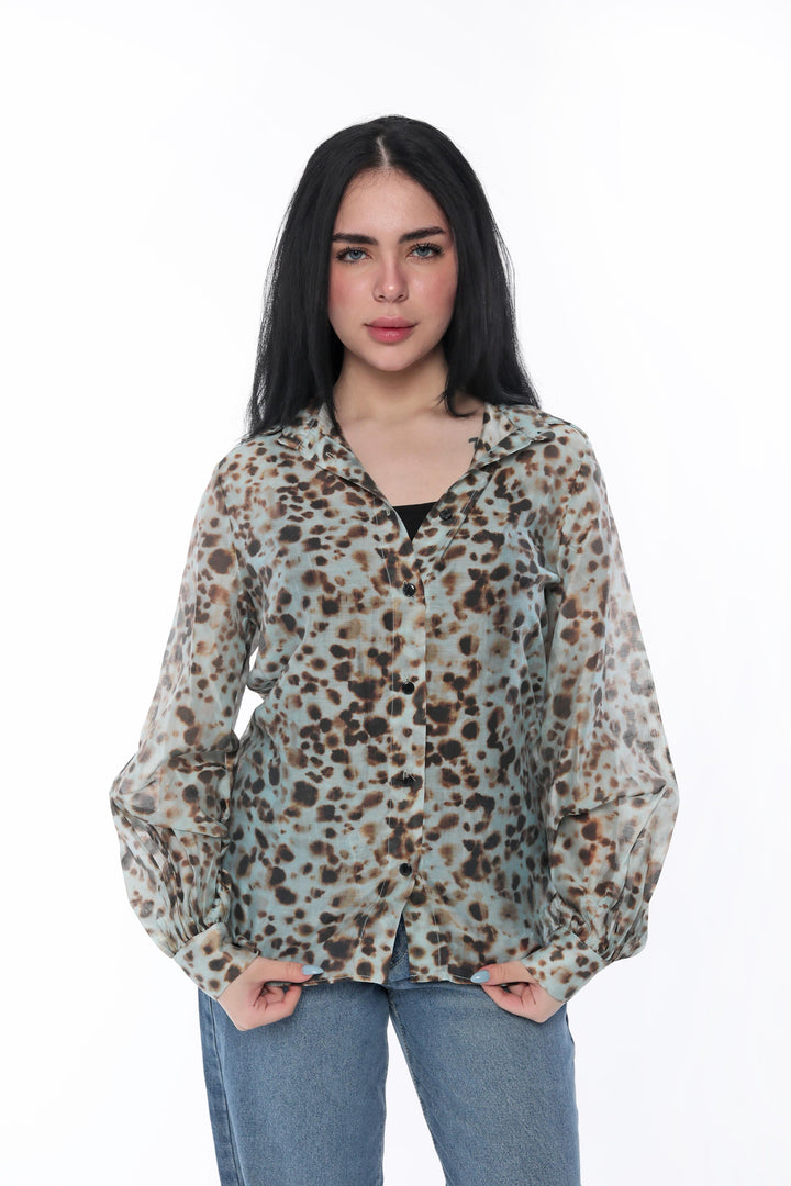 Leopard Print Chiffon Blouse